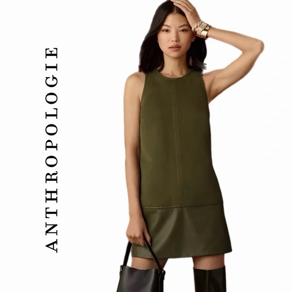 Anthropologie | Dresses | Anthropologie Fauxleather Shift Mini Dress L |  Poshmark